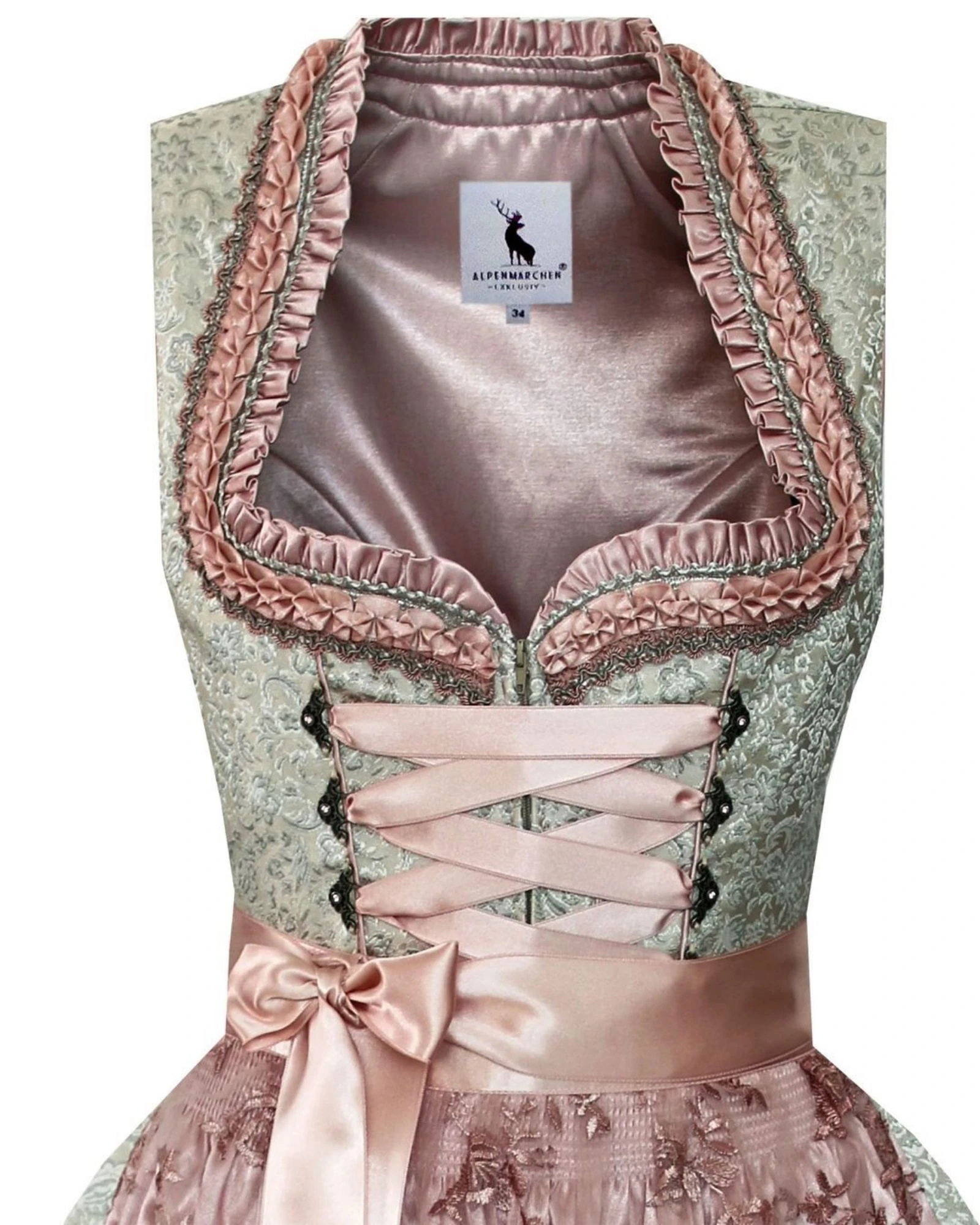 Alpenmärchen Dirndl midi met kanten schort traditionele jurk – Maat 42 ALM938 – photo 2